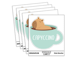 Capyccino Capybara in Cappuccino Waterproof Vinyl Phone Tablet Laptop Water Bottle Car Window Bumper Decal Sticker Set - 5 Pack
