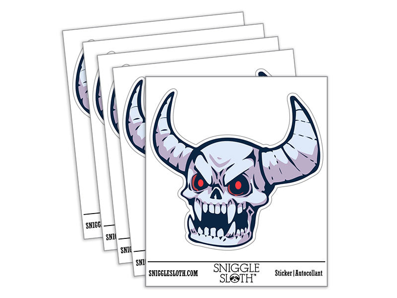 Cartoon Demon Skull Lich Skeleton Horns Waterproof Vinyl Phone Tablet Laptop Water Bottle Car Window Bumper Decal Sticker Set - 5 Pack