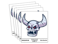 Cartoon Demon Skull Lich Skeleton Horns Waterproof Vinyl Phone Tablet Laptop Water Bottle Car Window Bumper Decal Sticker Set - 5 Pack