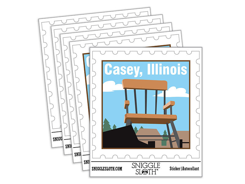Casey Illinois Giant Chair Destination Stamp Waterproof Vinyl Phone Tablet Laptop Water Bottle Car Window Bumper Decal Sticker Set - 5 Pack