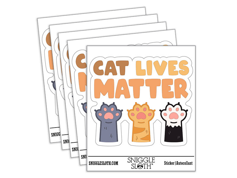 Cat Lives Matter Cat Paws Waterproof Vinyl Phone Tablet Laptop Water Bottle Car Window Bumper Decal Sticker Set - 5 Pack