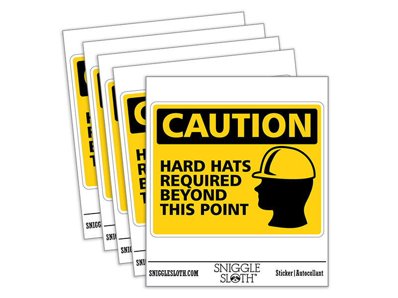 Caution Hard Hats Required Construction Waterproof Vinyl Phone Tablet Laptop Water Bottle Car Window Bumper Decal Sticker Set - 5 Pack