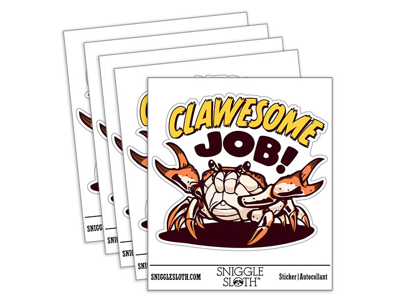 Clawesome Awesome Job Crab Claws Waterproof Vinyl Phone Tablet Laptop Water Bottle Car Window Bumper Decal Sticker Set - 5 Pack