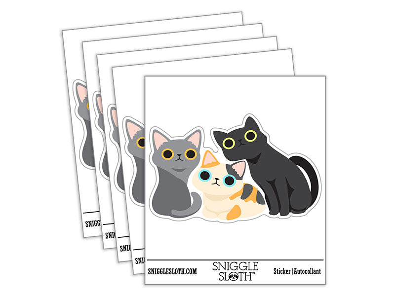 Clowder of Curious Cats Waterproof Vinyl Phone Tablet Laptop Water Bottle Car Window Bumper Decal Sticker Set - 5 Pack