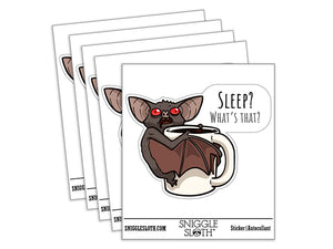 Coffee Bat Mug Sleep What's That Waterproof Vinyl Phone Tablet Laptop Water Bottle Car Window Bumper Decal Sticker Set - 5 Pack