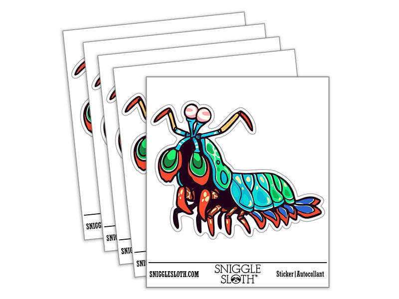 Colorful Peacock Mantis Shrimp Rainbow Waterproof Vinyl Phone Tablet Laptop Water Bottle Car Window Bumper Decal Sticker Set - 5 Pack
