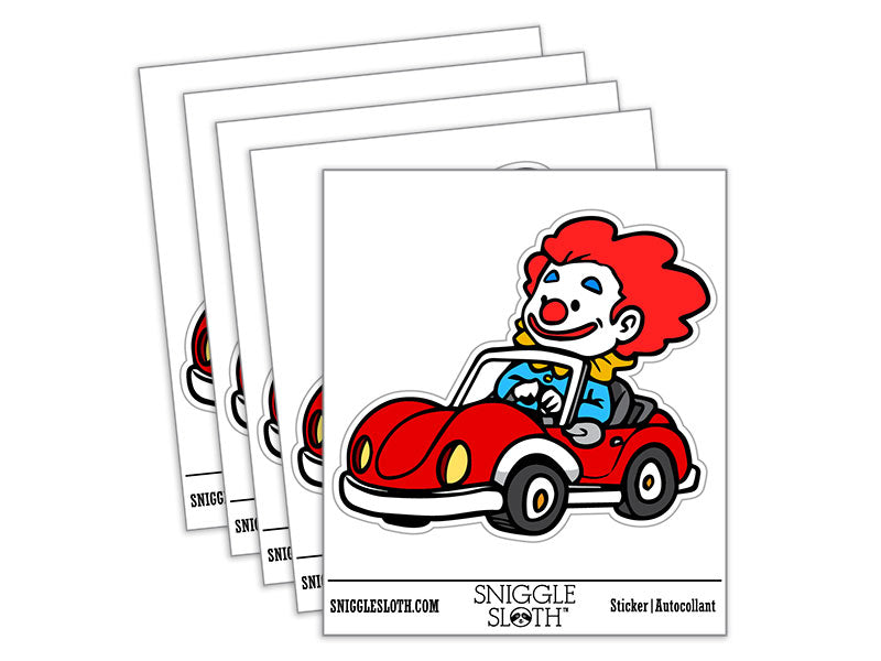 Comical Clown in Cartoon Car Waterproof Vinyl Phone Tablet Laptop Water Bottle Car Window Bumper Decal Sticker Set - 5 Pack