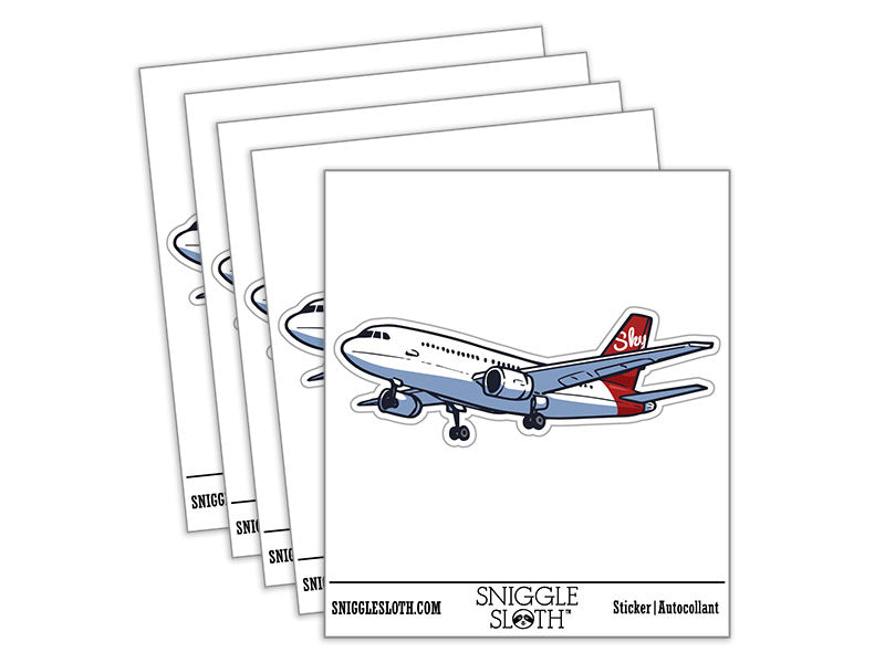 Commercial Airliner Airplane Aircraft Plane Waterproof Vinyl Phone Tablet Laptop Water Bottle Car Window Bumper Decal Sticker Set - 5 Pack