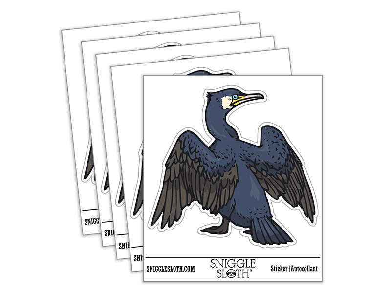 Cormorant Aquatic Fishing Bird Waterproof Vinyl Phone Tablet Laptop Water Bottle Car Window Bumper Decal Sticker Set - 5 Pack