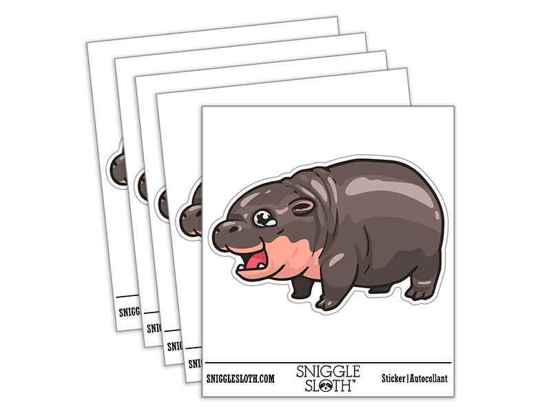 Crying Baby Hippo Shocked Cute Waterproof Vinyl Phone Tablet Laptop Water Bottle Car Window Bumper Decal Sticker Set - 5 Pack