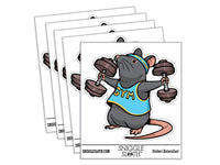 Cute Funny Gym Rat with Dumbbells and Sweatband Rodent Waterproof Vinyl Phone Tablet Laptop Water Bottle Car Window Bumper Decal Sticker Set - 5 Pack