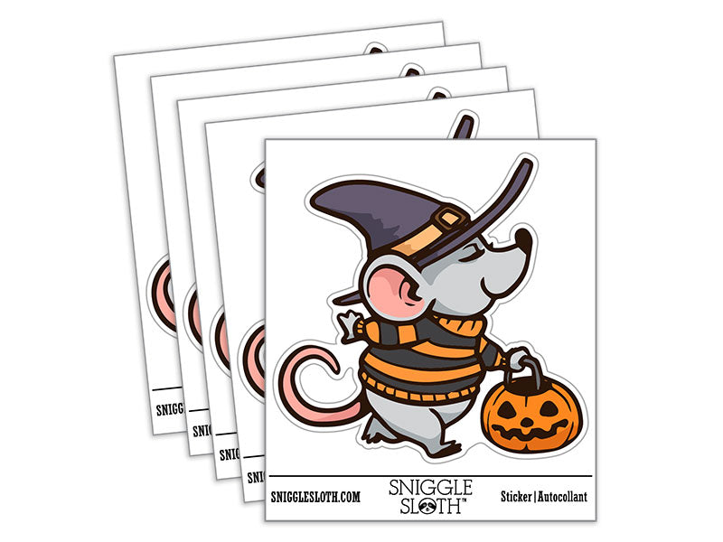 Cute Halloween Mouse with Jack O' Lantern Rodent Waterproof Vinyl Phone Tablet Laptop Water Bottle Car Window Bumper Decal Sticker Set - 5 Pack