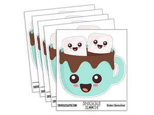 Cute Hot Cocoa Marshmallows Waterproof Vinyl Phone Tablet Laptop Water Bottle Car Window Bumper Decal Sticker Set - 5 Pack