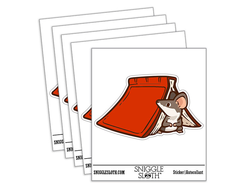 Cute Mouse Hiding Under a Book Waterproof Vinyl Phone Tablet Laptop Water Bottle Car Window Bumper Decal Sticker Set - 5 Pack