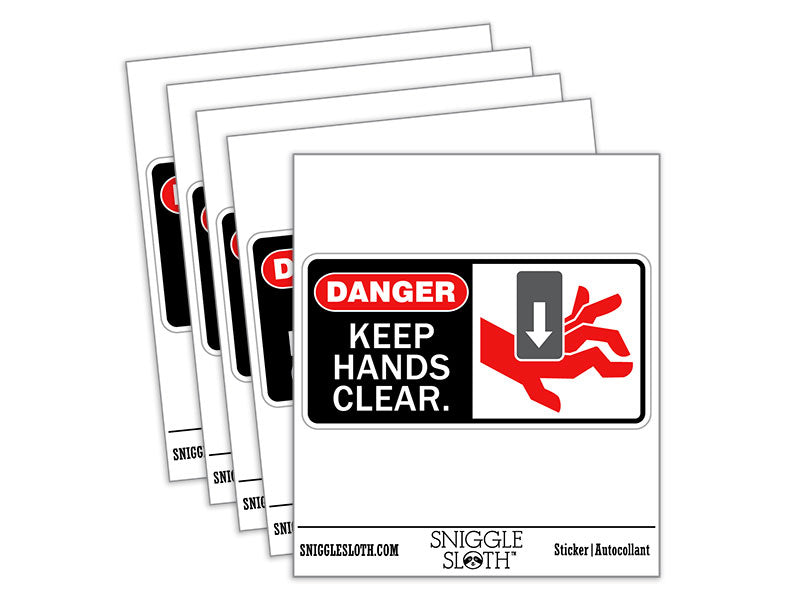 Danger Keeps Hands Clear Safety Equipment Warning Waterproof Vinyl Phone Tablet Laptop Water Bottle Car Window Bumper Decal Sticker Set - 5 Pack