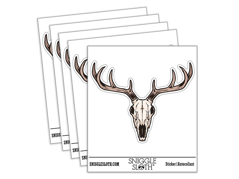 Deer Skull Bones Antler Waterproof Vinyl Phone Tablet Laptop Water Bottle Car Window Bumper Decal Sticker Set - 5 Pack