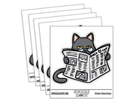 Disappointed Unimpressed Cat with Newspaper Waterproof Vinyl Phone Tablet Laptop Water Bottle Car Window Bumper Decal Sticker Set - 5 Pack