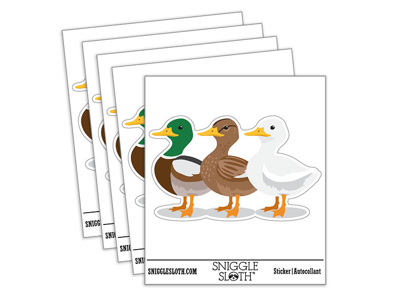 Ducks In A Row Funny Birds Waterproof Vinyl Phone Tablet Laptop Water Bottle Car Window Bumper Decal Sticker Set - 5 Pack