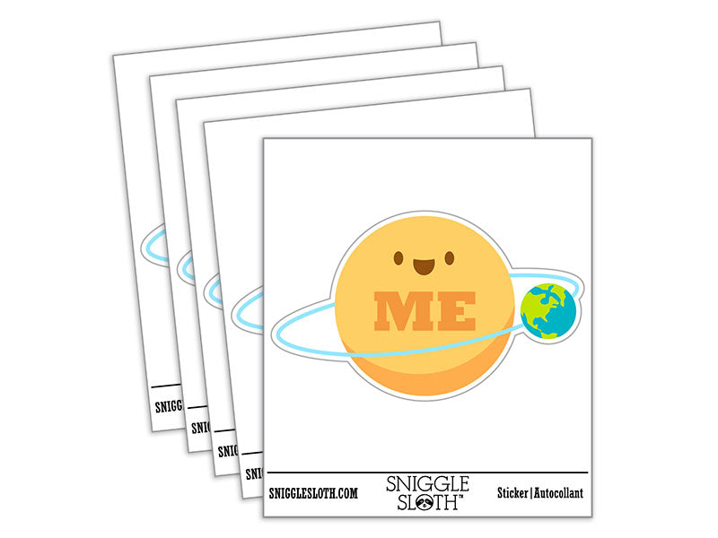 Earth Revolves Around You Me Funny Planet Sun Waterproof Vinyl Phone Tablet Laptop Water Bottle Car Window Bumper Decal Sticker Set - 5 Pack