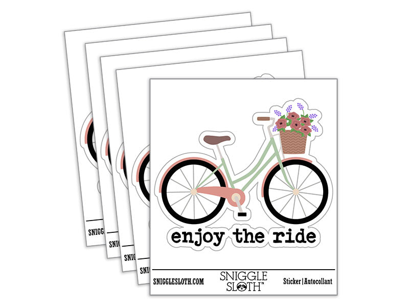 Enjoy the Ride Bike Ride Cycling Waterproof Vinyl Phone Tablet Laptop Water Bottle Car Window Bumper Decal Sticker Set - 5 Pack