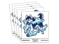 Ethereal Siberian Husky Dog Cloud Mist Waterproof Vinyl Phone Tablet Laptop Water Bottle Car Window Bumper Decal Sticker Set - 5 Pack