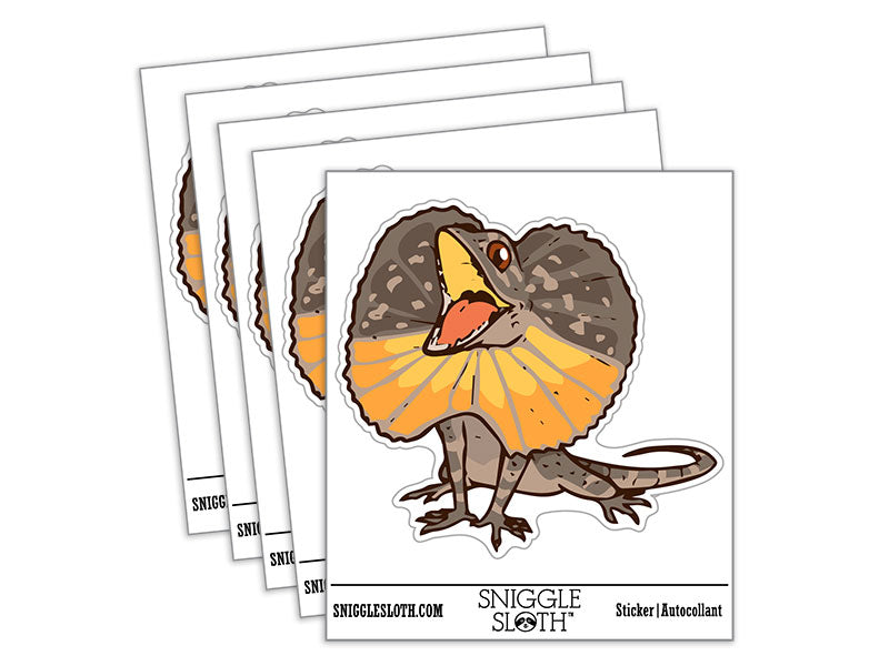 Excited Frilled Lizard Dragon Reptile Waterproof Vinyl Phone Tablet Laptop Water Bottle Car Window Bumper Decal Sticker Set - 5 Pack