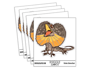 Excited Frilled Lizard Dragon Reptile Waterproof Vinyl Phone Tablet Laptop Water Bottle Car Window Bumper Decal Sticker Set - 5 Pack