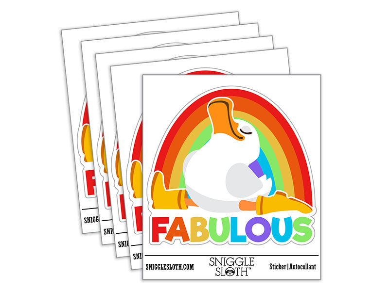 Fabulous Gay Pride Duck Rainbow Rain Boots Waterproof Vinyl Phone Tablet Laptop Water Bottle Car Window Bumper Decal Sticker Set - 5 Pack
