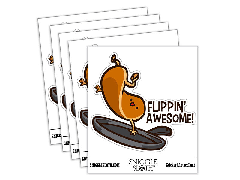 Flippin' Awesome Pancake Flapjack Frying Pan Waterproof Vinyl Phone Tablet Laptop Water Bottle Car Window Bumper Decal Sticker Set - 5 Pack