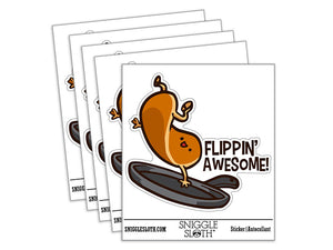 Flippin' Awesome Pancake Flapjack Frying Pan Waterproof Vinyl Phone Tablet Laptop Water Bottle Car Window Bumper Decal Sticker Set - 5 Pack