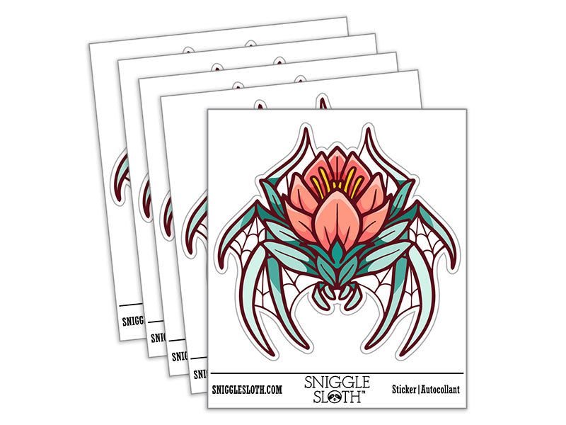 Floral Crab Spider Flower Waterproof Vinyl Phone Tablet Laptop Water Bottle Car Window Bumper Decal Sticker Set - 5 Pack