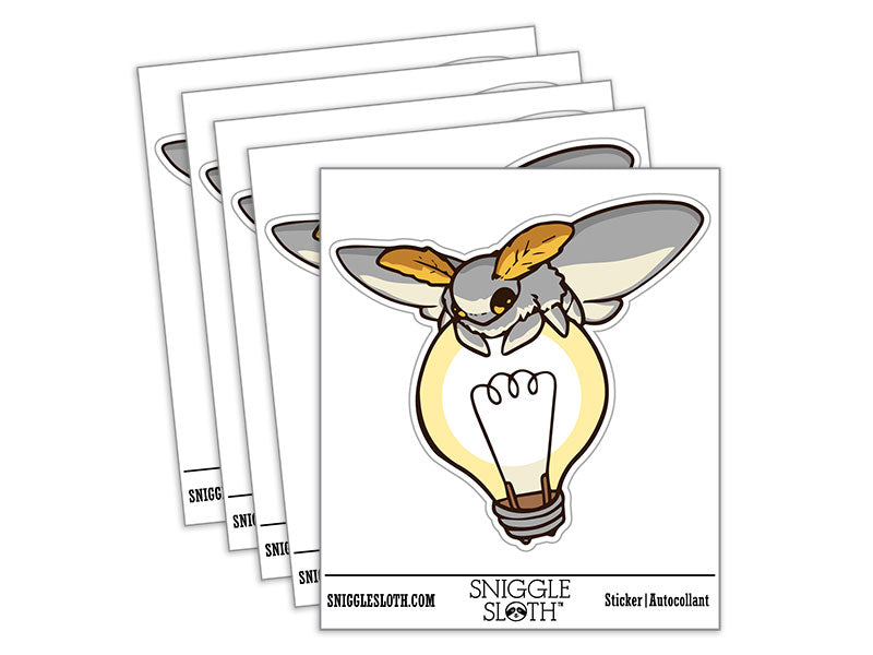 Fluffy Moth Sitting on Lightbulb Waterproof Vinyl Phone Tablet Laptop Water Bottle Car Window Bumper Decal Sticker Set - 5 Pack