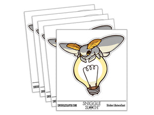 Fluffy Moth Sitting on Lightbulb Waterproof Vinyl Phone Tablet Laptop Water Bottle Car Window Bumper Decal Sticker Set - 5 Pack
