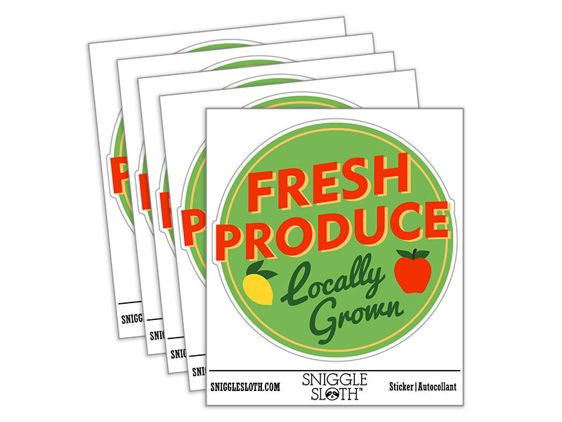 Fresh Produce Locally Grown Farm Fruit Groceries Waterproof Vinyl Phone Tablet Laptop Water Bottle Car Window Bumper Decal Sticker Set - 5 Pack