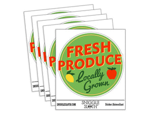 Fresh Produce Locally Grown Farm Fruit Groceries Waterproof Vinyl Phone Tablet Laptop Water Bottle Car Window Bumper Decal Sticker Set - 5 Pack