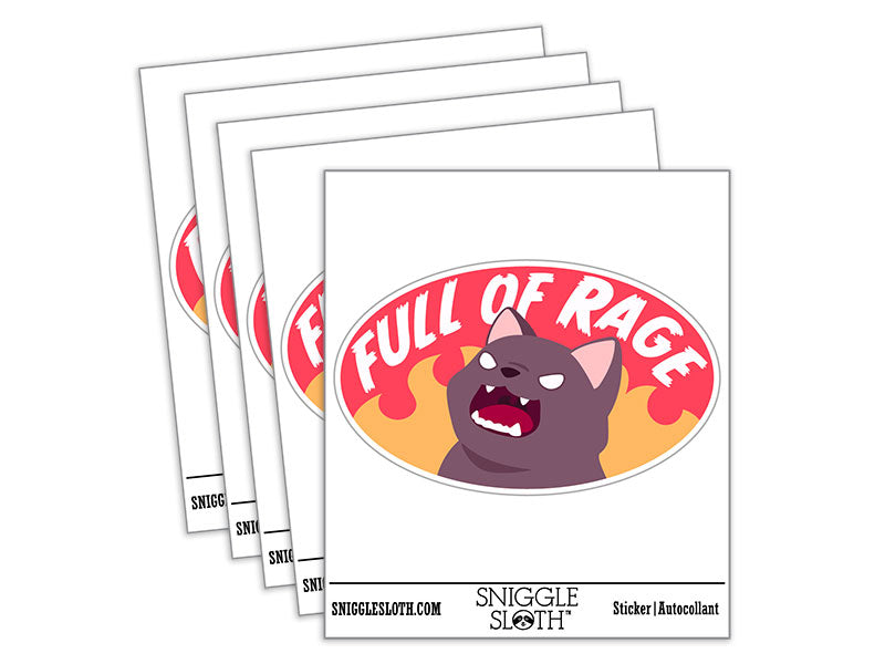 Full of Rage Screaming Fire Cat Waterproof Vinyl Phone Tablet Laptop Water Bottle Car Window Bumper Decal Sticker Set - 5 Pack