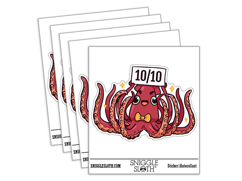 Giant Squid Ten Tentacles Perfect Score Kraken Waterproof Vinyl Phone Tablet Laptop Water Bottle Car Window Bumper Decal Sticker Set - 5 Pack