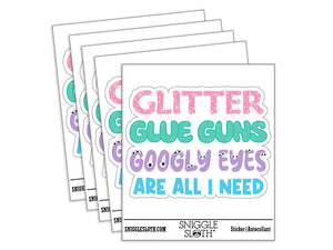 Glitter Glue Guns and Googly Eyes Crafting Waterproof Vinyl Phone Tablet Laptop Water Bottle Car Window Bumper Decal Sticker Set - 5 Pack