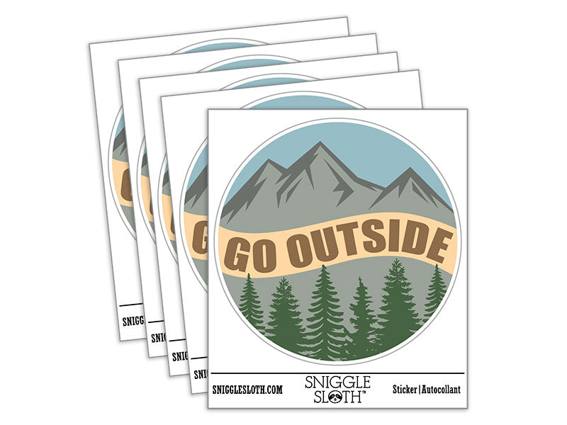 Go Outside Mountains Trees Nature Waterproof Vinyl Phone Tablet Laptop Water Bottle Car Window Bumper Decal Sticker Set - 5 Pack