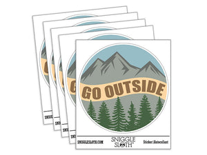 Go Outside Mountains Trees Nature Waterproof Vinyl Phone Tablet Laptop Water Bottle Car Window Bumper Decal Sticker Set - 5 Pack