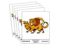 Gold Three Headed Dragon Heraldric Mythical Creature Waterproof Vinyl Phone Tablet Laptop Water Bottle Car Window Bumper Decal Sticker Set - 5 Pack
