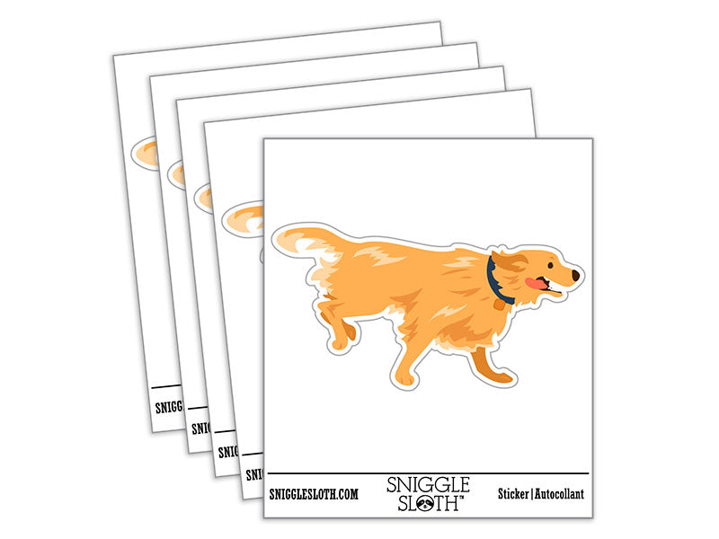 Golden Retriever Happy Dog Running Waterproof Vinyl Phone Tablet Laptop Water Bottle Car Window Bumper Decal Sticker Set - 5 Pack