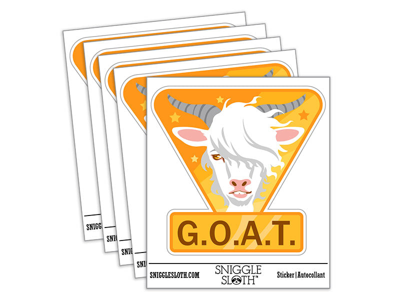 Greatest of All Time Handsome Goat Waterproof Vinyl Phone Tablet Laptop Water Bottle Car Window Bumper Decal Sticker Set - 5 Pack