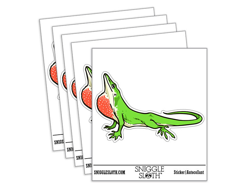 Green Anole Lizard American Chameleon Waterproof Vinyl Phone Tablet Laptop Water Bottle Car Window Bumper Decal Sticker Set - 5 Pack