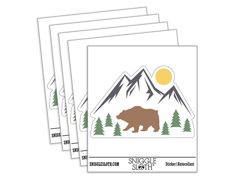 Grizzly Bear in Mountains Waterproof Vinyl Phone Tablet Laptop Water Bottle Car Window Bumper Decal Sticker Set - 5 Pack