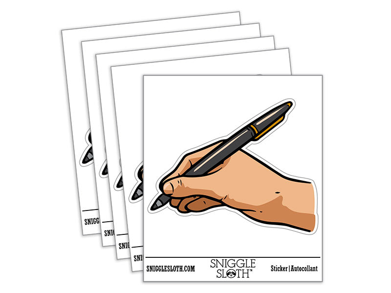Hand Writing and Drawing With Pen Waterproof Vinyl Phone Tablet Laptop Water Bottle Car Window Bumper Decal Sticker Set - 5 Pack
