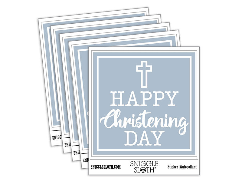 Happy Christening Day Baptism Waterproof Vinyl Phone Tablet Laptop Water Bottle Car Window Bumper Decal Sticker Set - 5 Pack