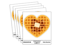 Heart Waffle Breakfast with Butter and Maple Syrup Waterproof Vinyl Phone Tablet Laptop Water Bottle Car Window Bumper Decal Sticker Set - 5 Pack