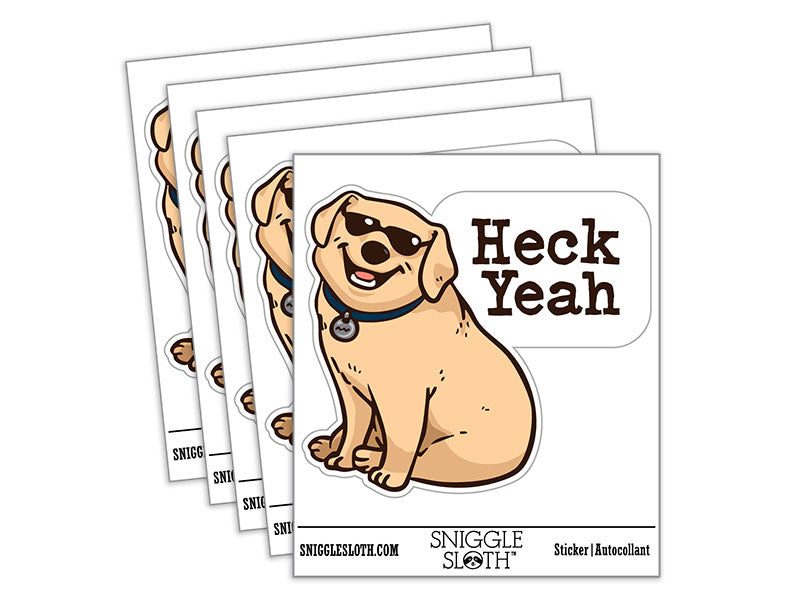 Heck Yeak Labrador Retriever Dog Sunglasses Cool Waterproof Vinyl Phone Tablet Laptop Water Bottle Car Window Bumper Decal Sticker Set - 5 Pack