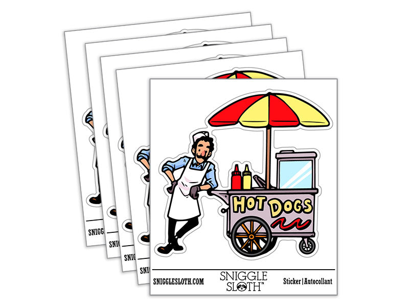 Hot Dog Street Vendor Cart Waterproof Vinyl Phone Tablet Laptop Water Bottle Car Window Bumper Decal Sticker Set - 5 Pack